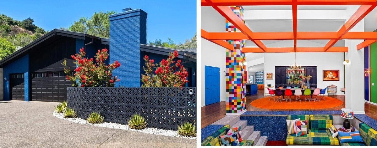 Com fachada sóbria, casa surpreende com interiores multicoloridos; fotos | Casa Vogue Estate