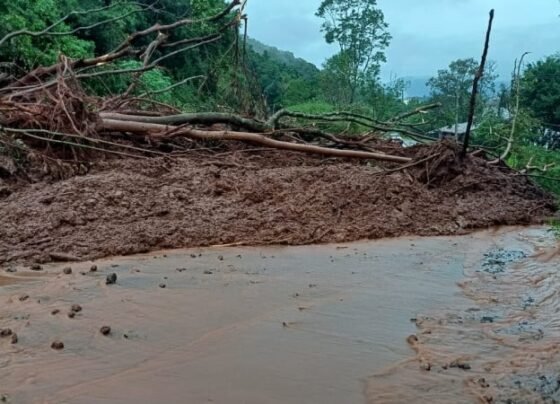 Em Roca Sales, o deslizamento de terra deixou duas casas soterradas