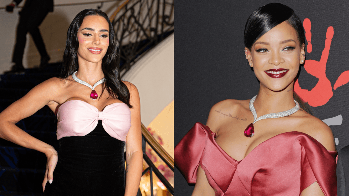 Bruna Biancardi vai a Cannes com colar de US$ 2,5 milhões já usado por Rihanna